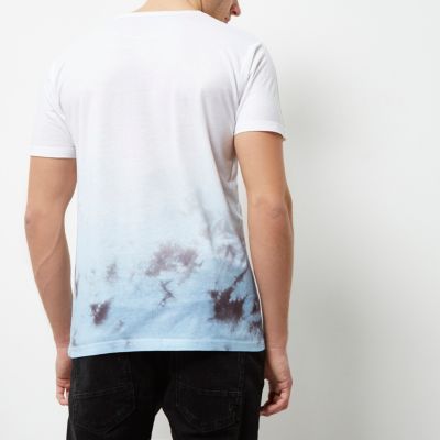 White and blue outsiders fade tie dye T-shirt